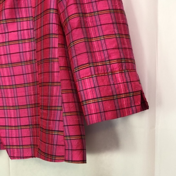 LINDA BERTOZZI PINK PLAID SILK DUPIONI GIDGET BLOUSE SIZE 4 - Picture 5 of 11